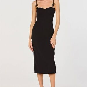 Astr Elegant Black Midi Dress